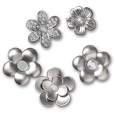 Crocs|Monochrome Slvr Flwrs 5 Pack Jibbitz™ charms