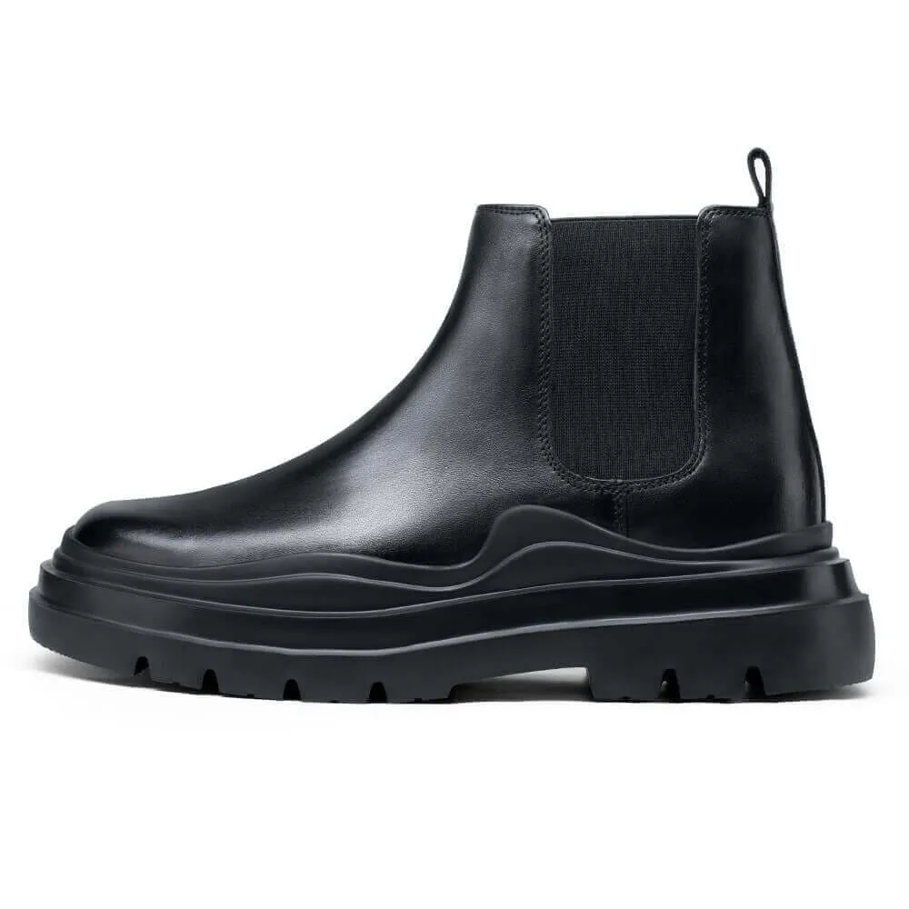 7 CM / 2.76 Inches - CMR CHAMARIPA Elevator Chelsea Boots - Mens Boots That Make You Look Taller - Black Chelsea Men's Boots