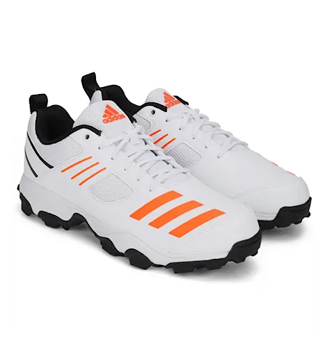 Adidas Crihase White/Orange Cricket Shoes