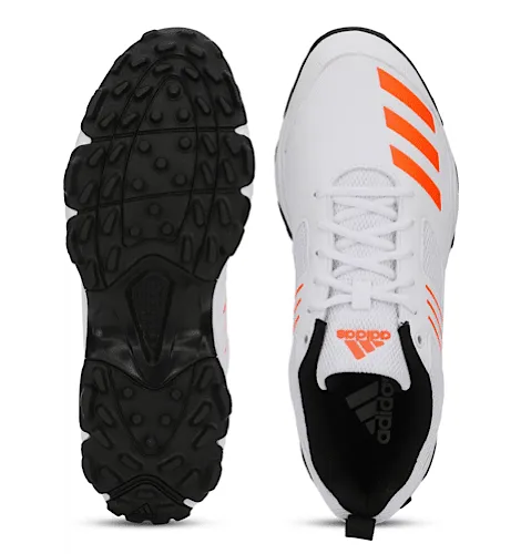 Adidas Crihase White/Orange Cricket Shoes