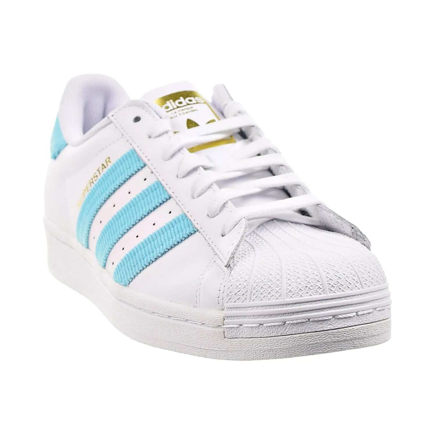 Adidas Superstar Men's Shoes Cloud White-Pulse Aqua-Gold Metallic