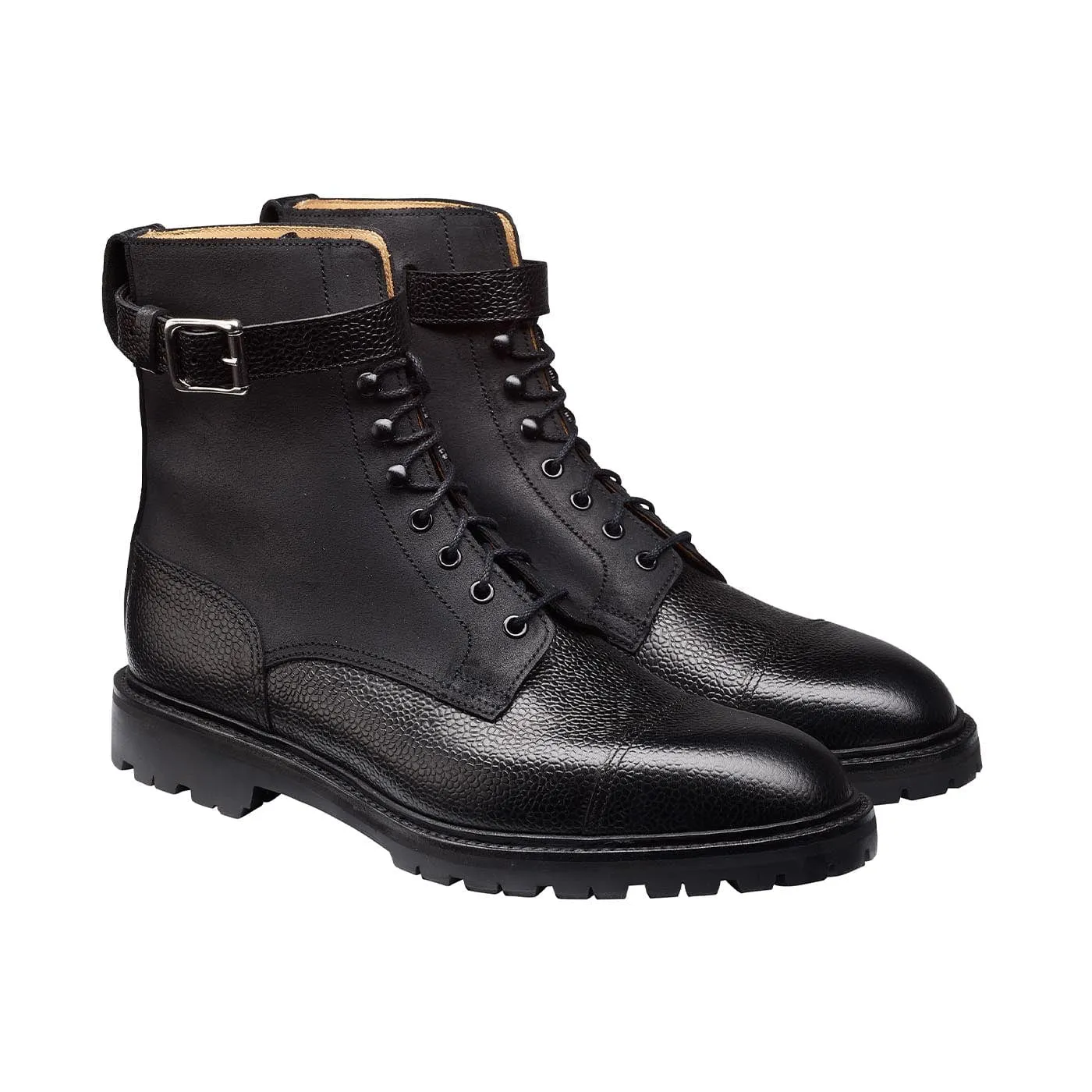 Aldershot Black Scotch Grain & Black Rough-Out Suede