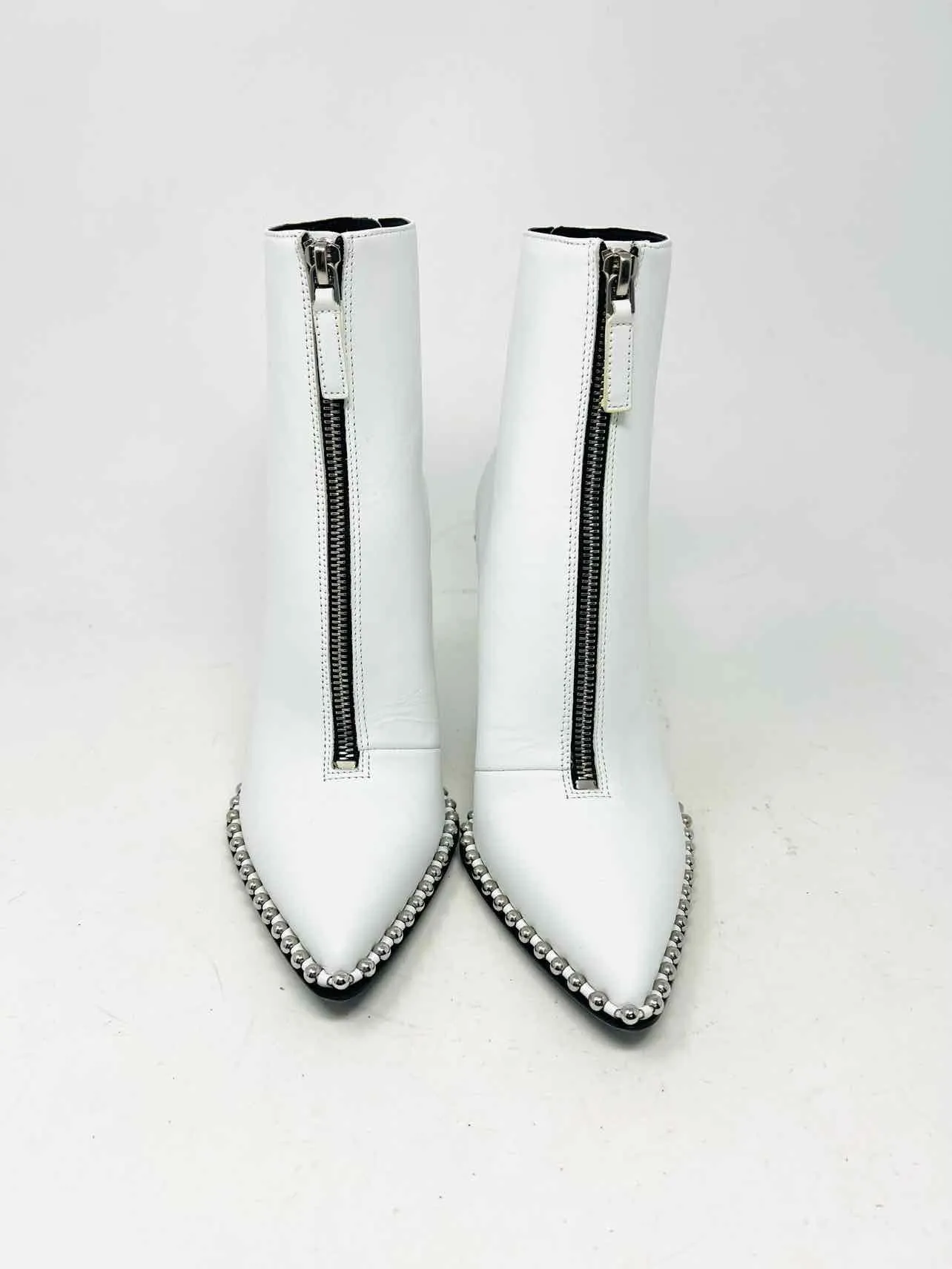 Alexander Wang Size 6 White/Silver Studded Leather AS IS Designer Ankle Boots