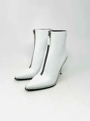 Alexander Wang Size 6 White/Silver Studded Leather AS IS Designer Ankle Boots