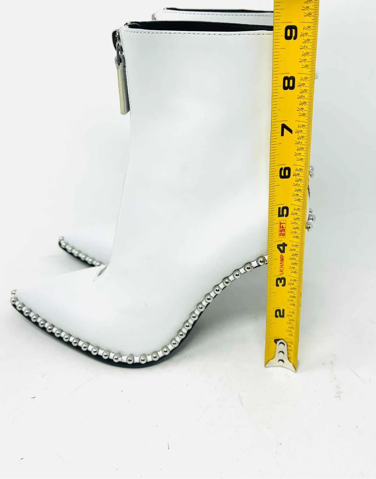 Alexander Wang Size 6 White/Silver Studded Leather AS IS Designer Ankle Boots