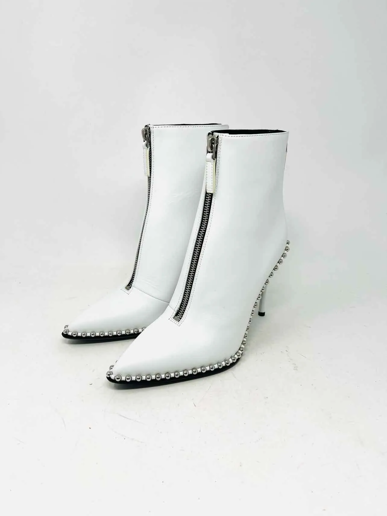 Alexander Wang Size 6 White/Silver Studded Leather AS IS Designer Ankle Boots