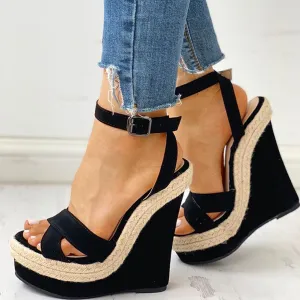 Ankle Strap Buckle Platform Wedge Sandals