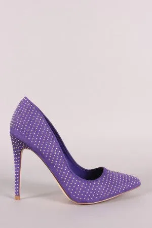 Anne Michelle Studded Suede Pointy Toe Stiletto Pump