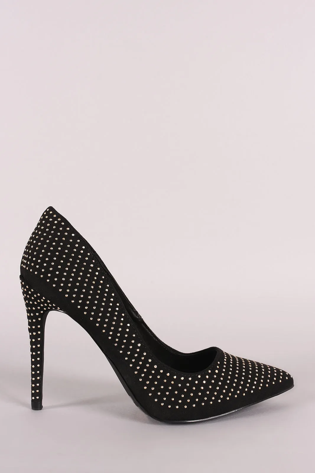 Anne Michelle Studded Suede Pointy Toe Stiletto Pump