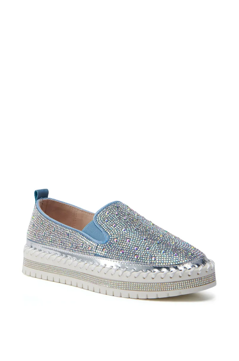 AZALEA WANG BRITTANY DENIM RHINESTONE SNEAKER