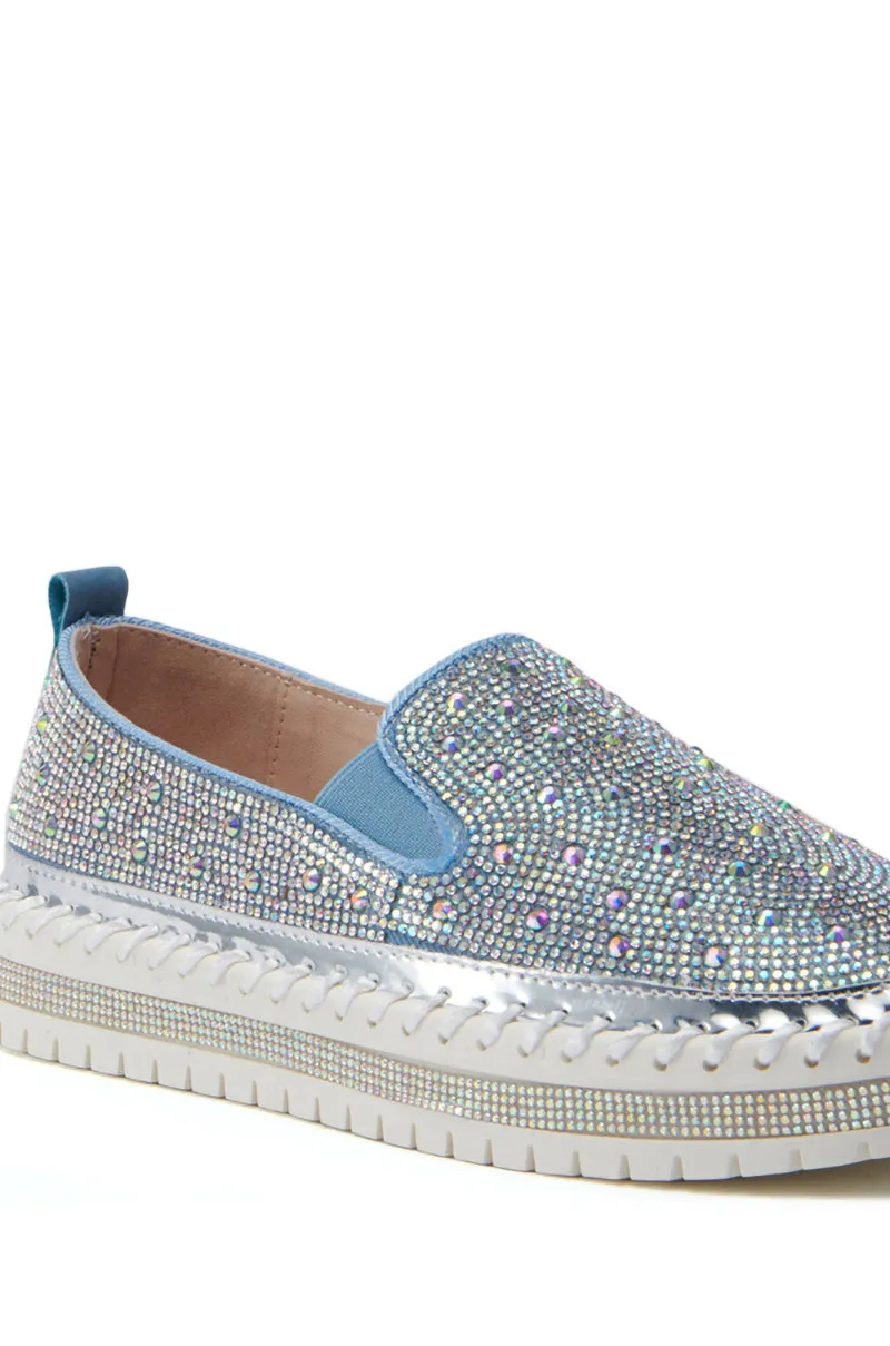 AZALEA WANG BRITTANY DENIM RHINESTONE SNEAKER