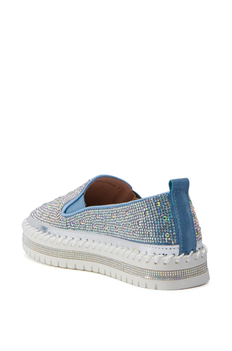 AZALEA WANG BRITTANY DENIM RHINESTONE SNEAKER