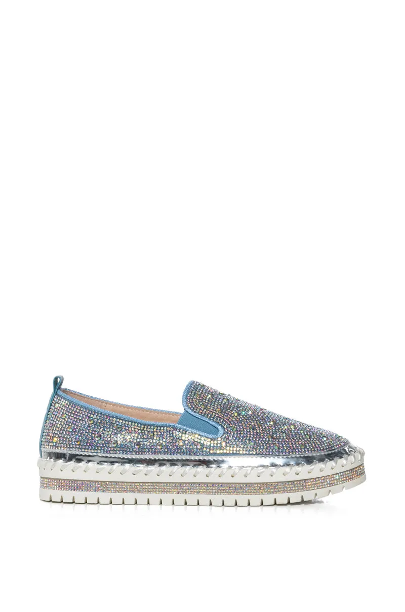 AZALEA WANG BRITTANY DENIM RHINESTONE SNEAKER