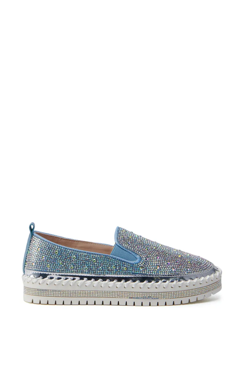 AZALEA WANG BRITTANY DENIM RHINESTONE SNEAKER