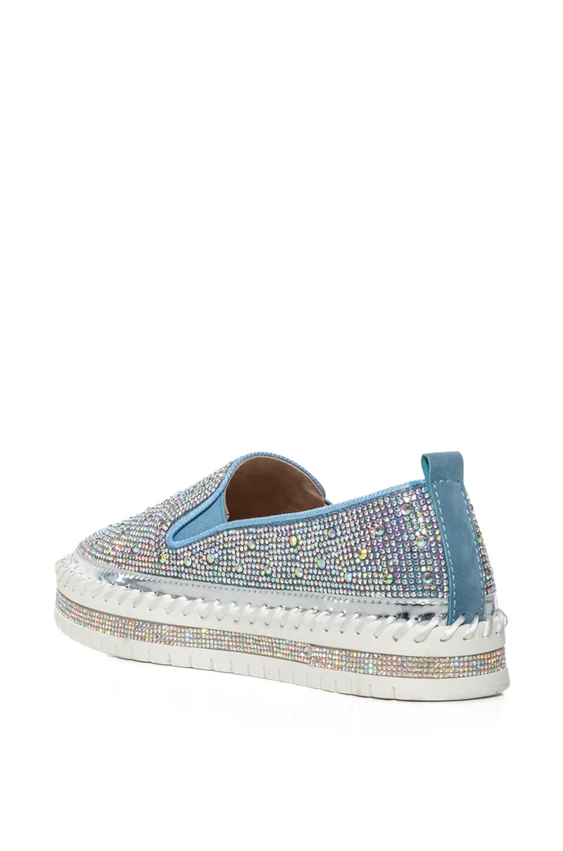 AZALEA WANG BRITTANY DENIM RHINESTONE SNEAKER