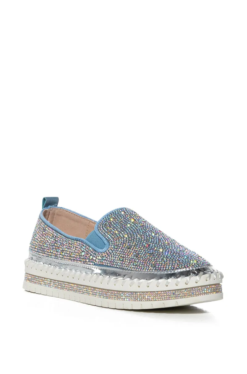 AZALEA WANG BRITTANY DENIM RHINESTONE SNEAKER