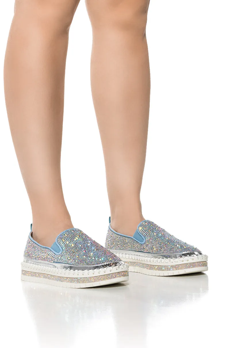 AZALEA WANG BRITTANY DENIM RHINESTONE SNEAKER