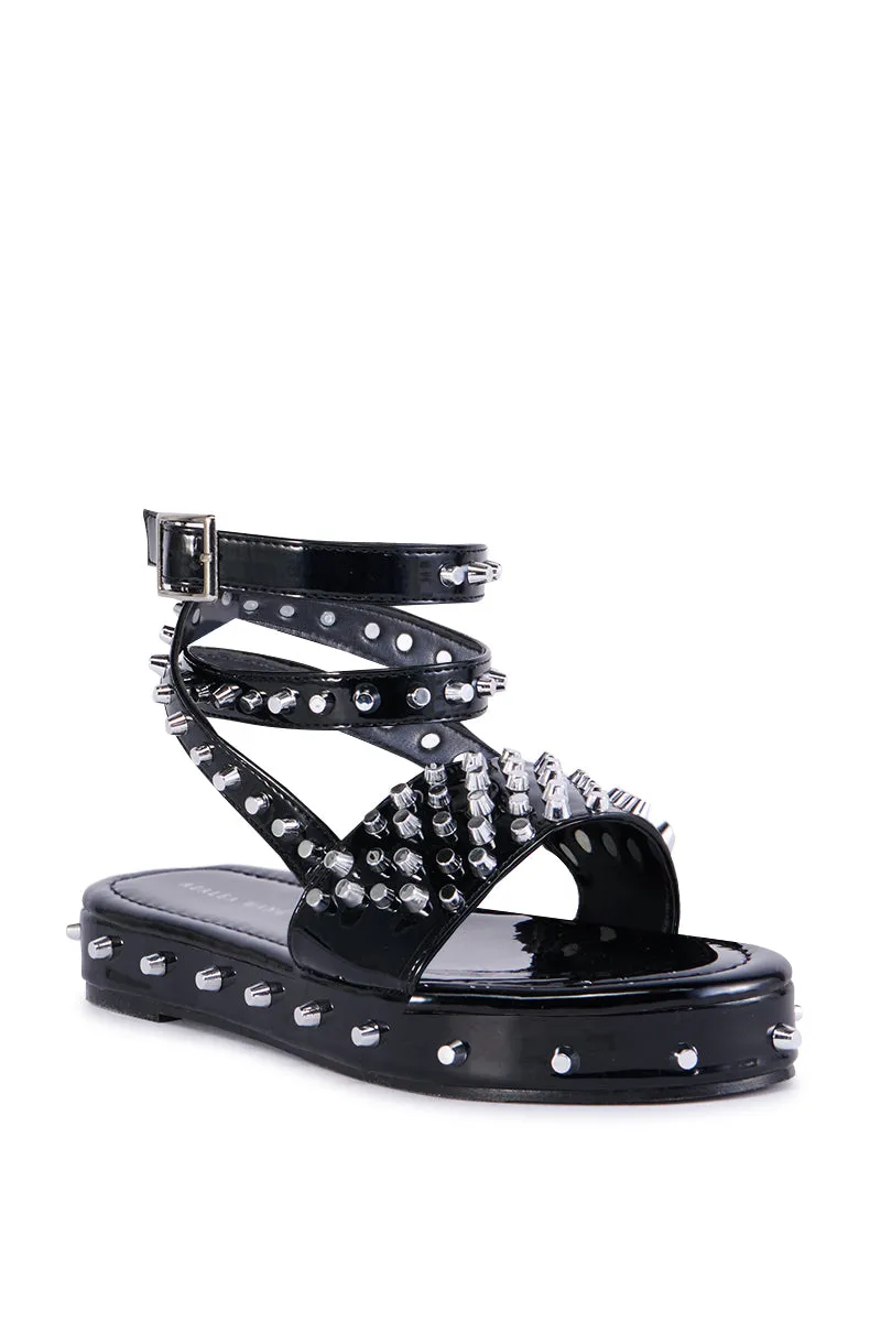 AZALEA WANG CAUTIONARY BLACK SUPER SPIKEY SANDAL