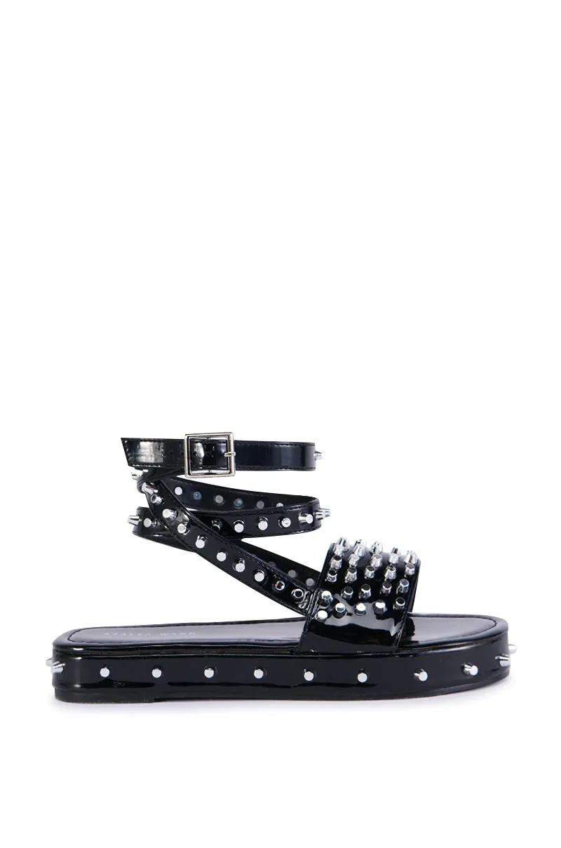 AZALEA WANG CAUTIONARY BLACK SUPER SPIKEY SANDAL