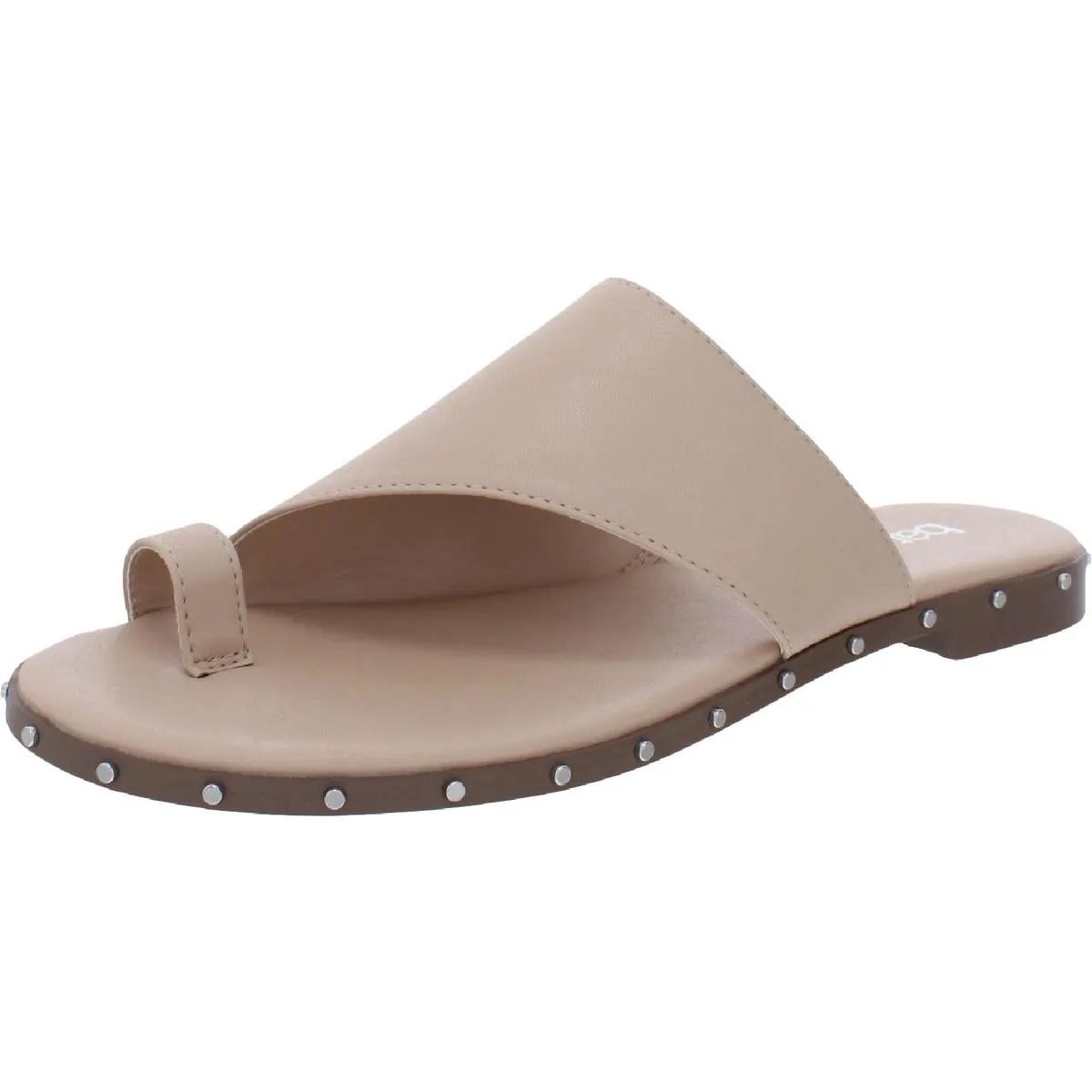 Bar III Womens Hattiep Faux Leather Toe Loop Slide Sandals