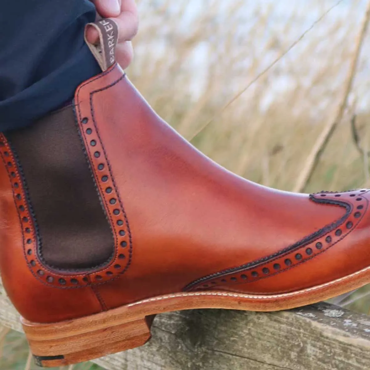 BARKER Moreton Chelsea Boots - Mens - Antique Rosewood / Navy