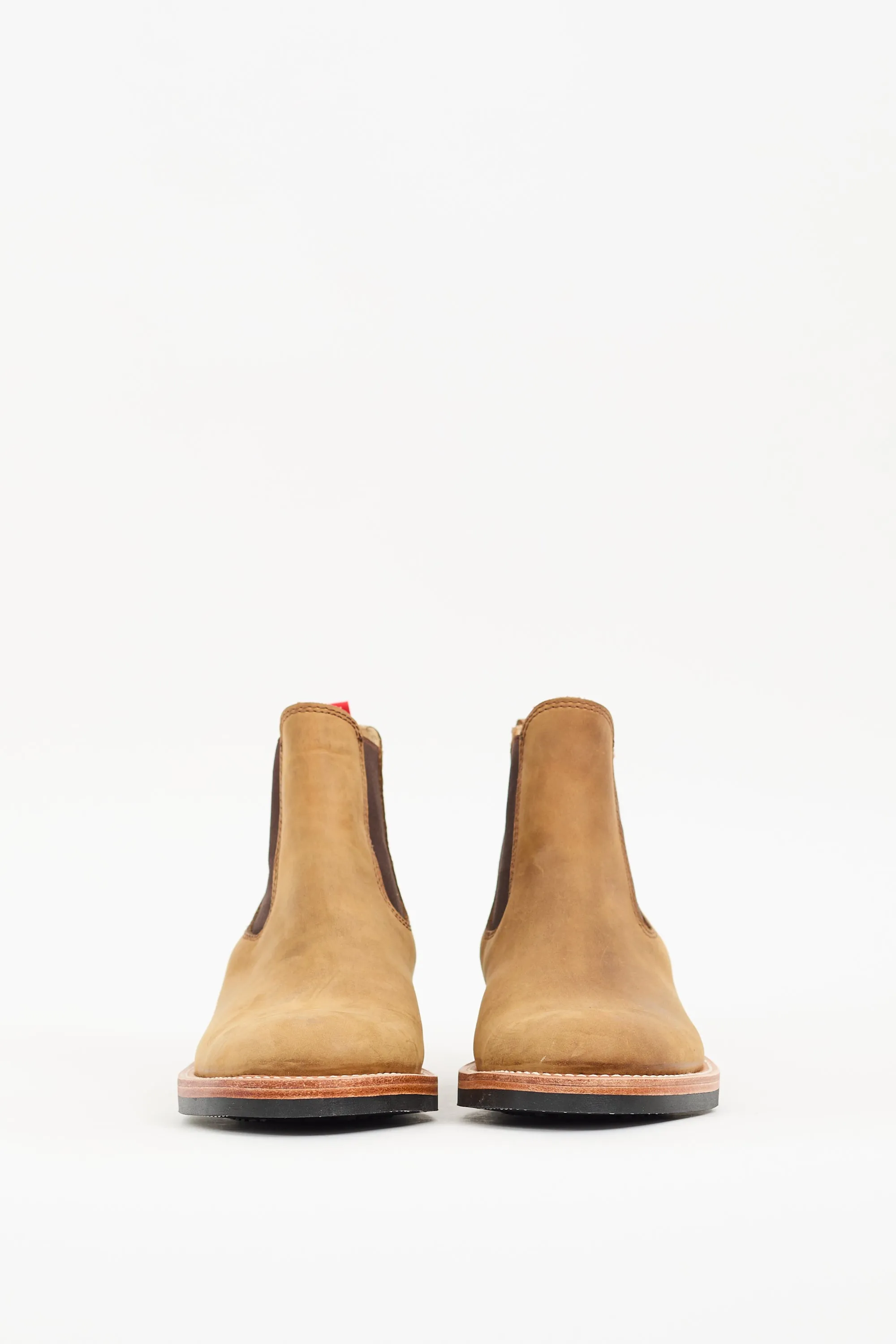 Beige Leather Wholecut Chelsea Boot