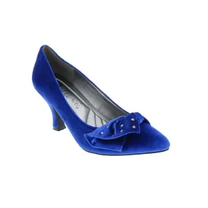 Bellini Charm Stud Women Pump Shoes In Royal Blue Velvet