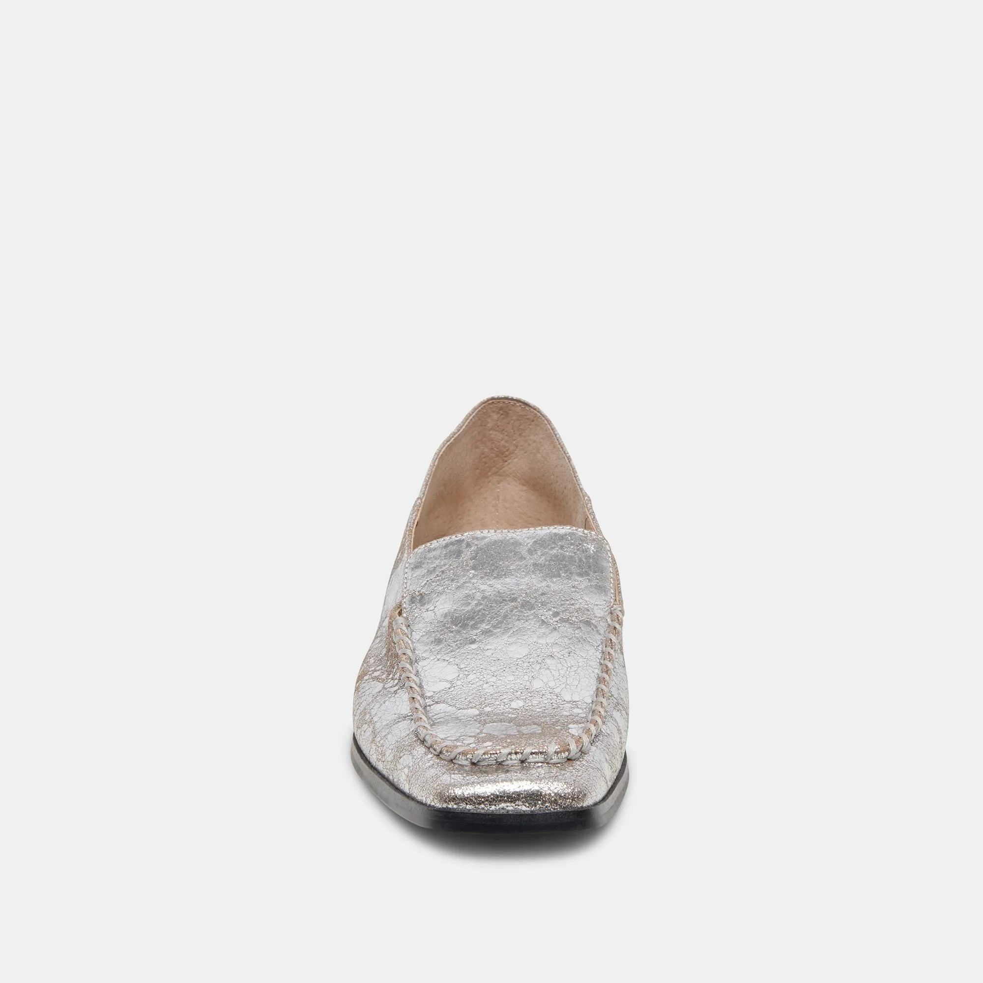 BENY FLATS SILVER DISTRESSED LEATHER