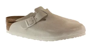 Birkenstock Mens Boston Suede Leather Antique White