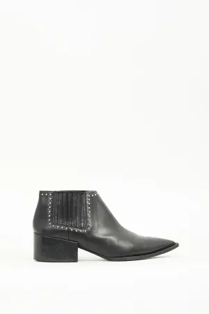 Black Leather Stud Chelsea Boot