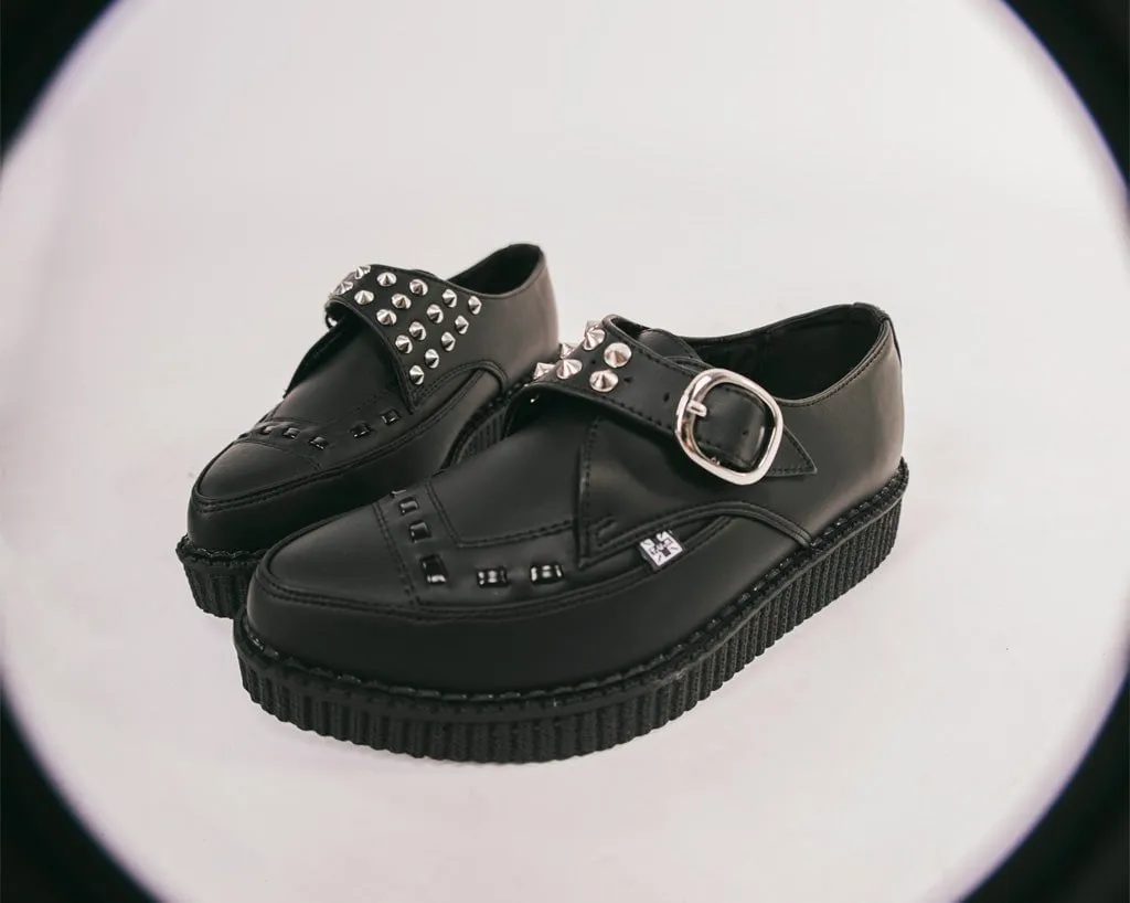 Black TUKskin™ Studded Buckle Pointed Creeper