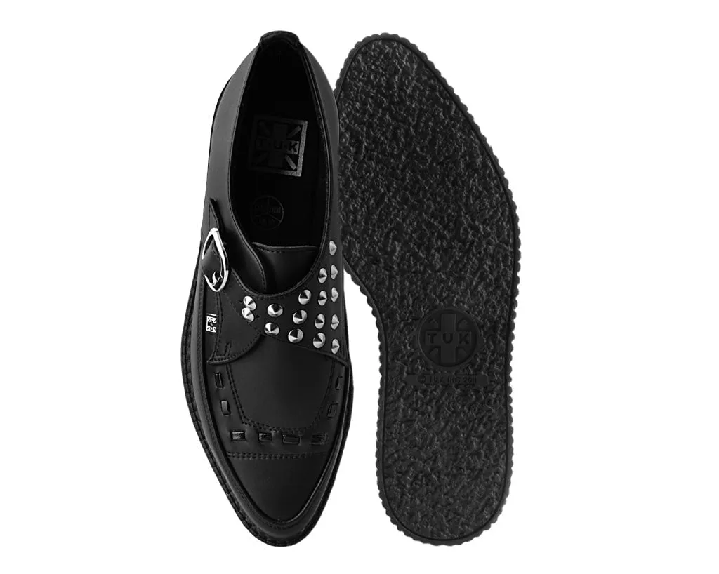 Black TUKskin™ Studded Buckle Pointed Creeper