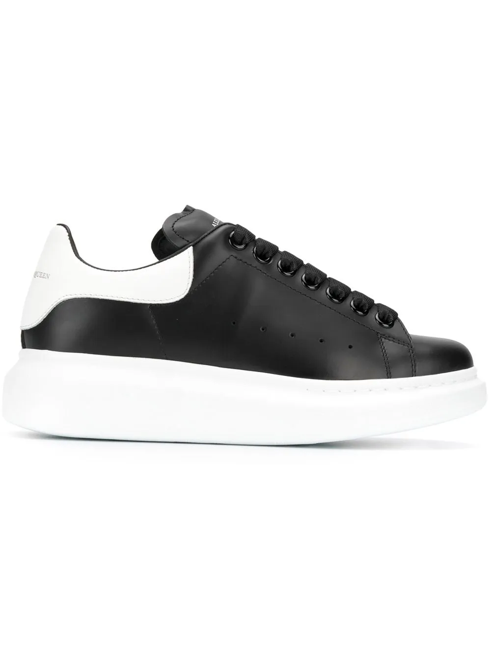 Black/white leather/suede oversized low-top sneakers