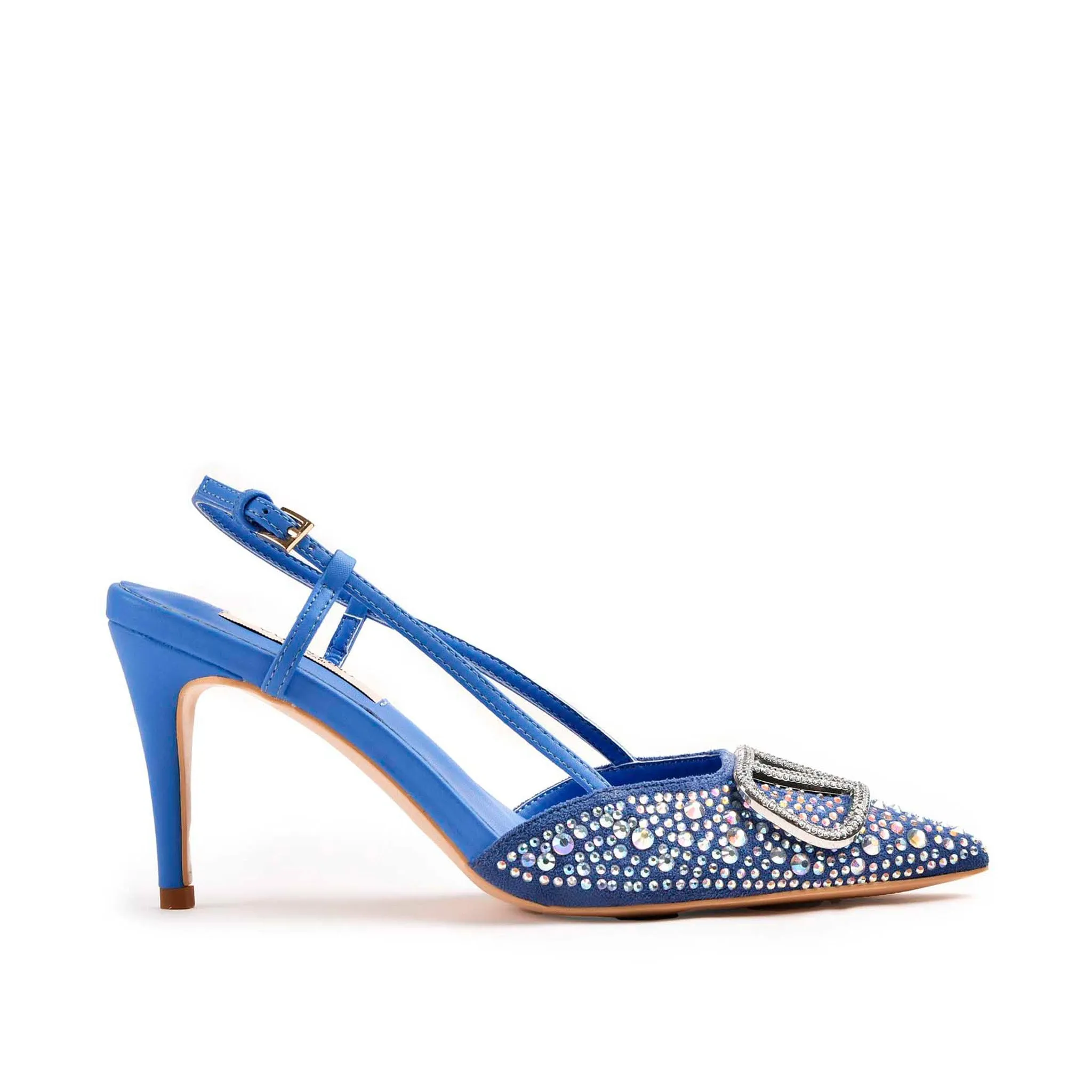 Blue Slingback Heels with Studded Design | 479M-Q