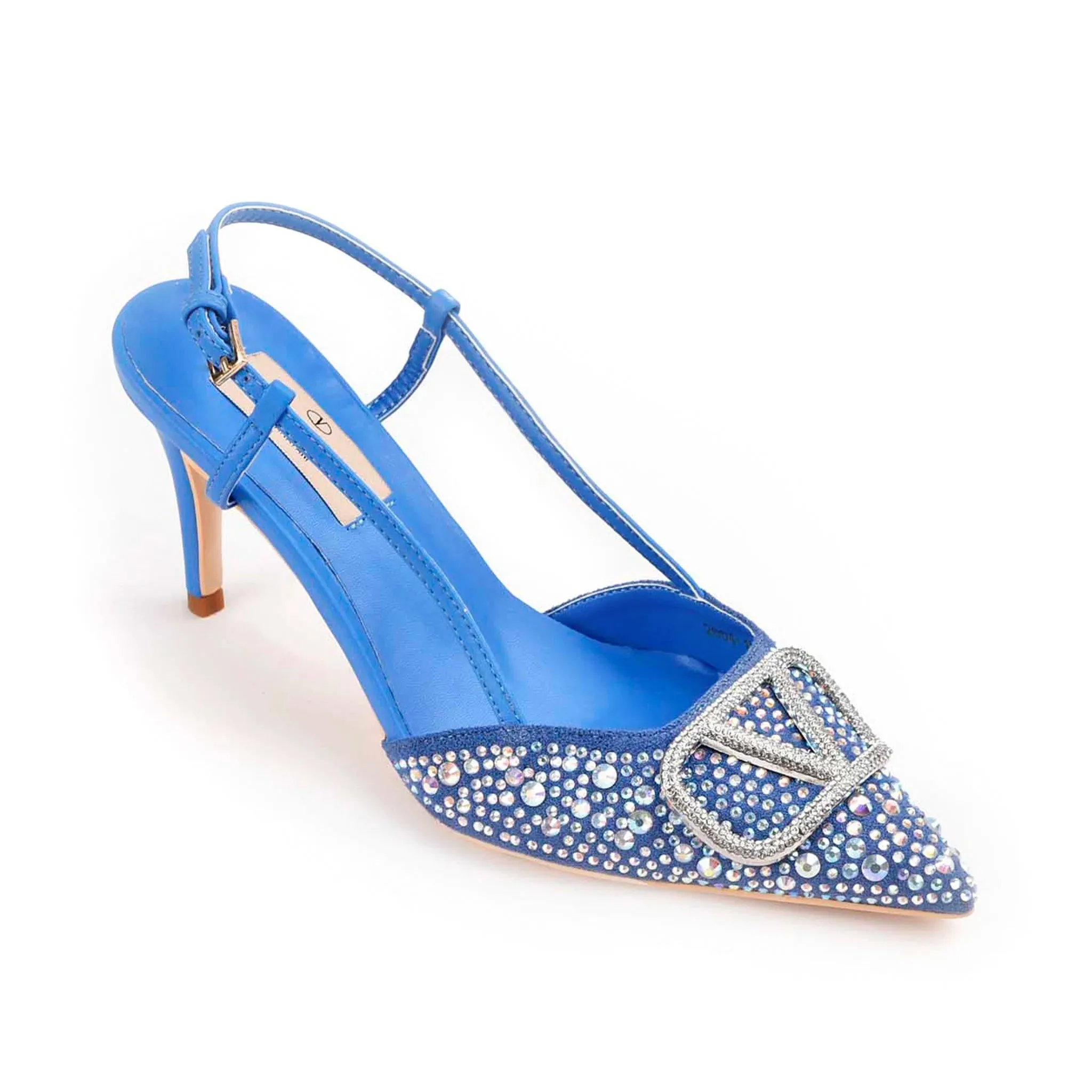 Blue Slingback Heels with Studded Design | 479M-Q