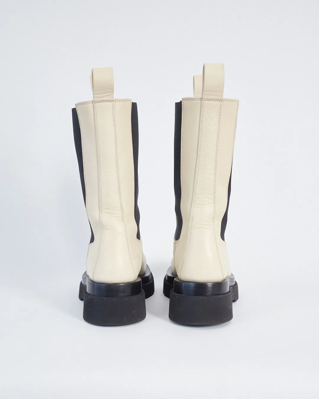 Bottega Veneta 'lug' chelsea boots, cream & black, 39