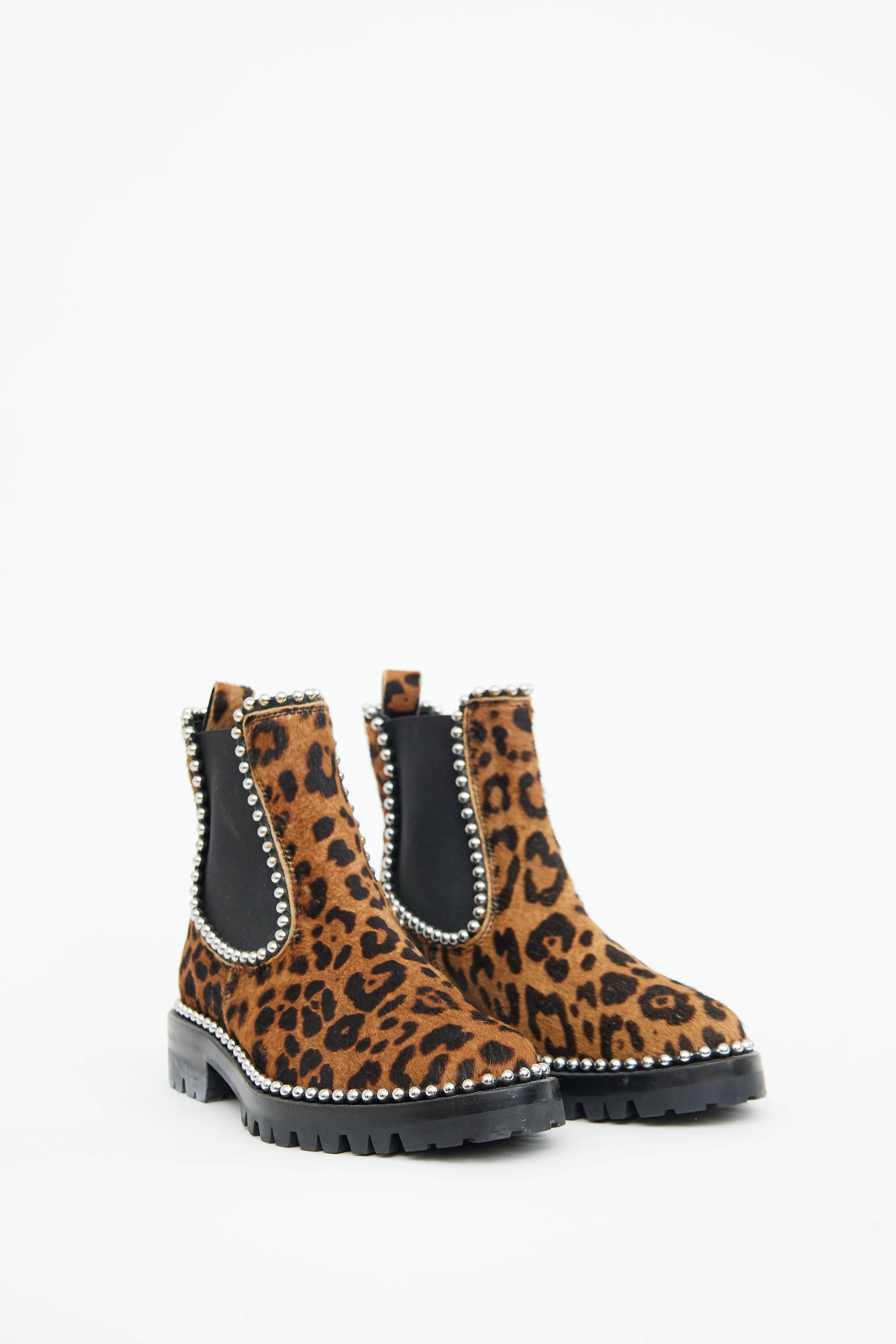 Brown Pattern Chelsea Studded Boot