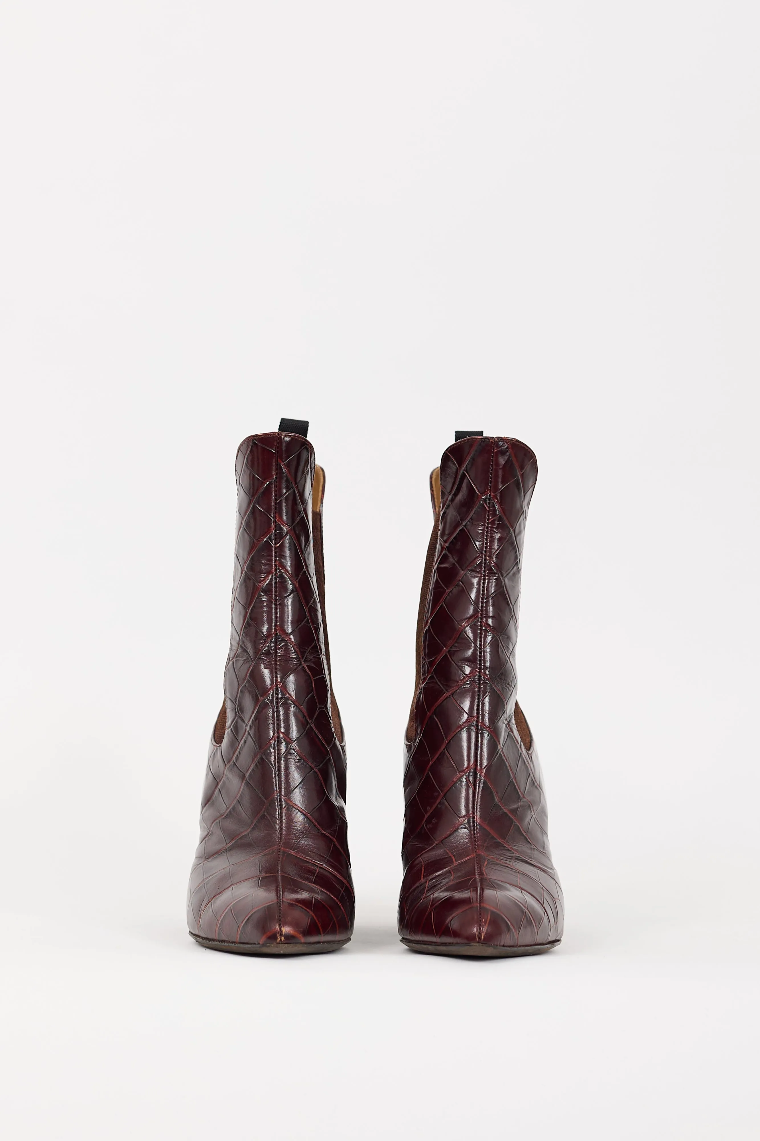 Burgundy Embossed Leather Chelsea Boot