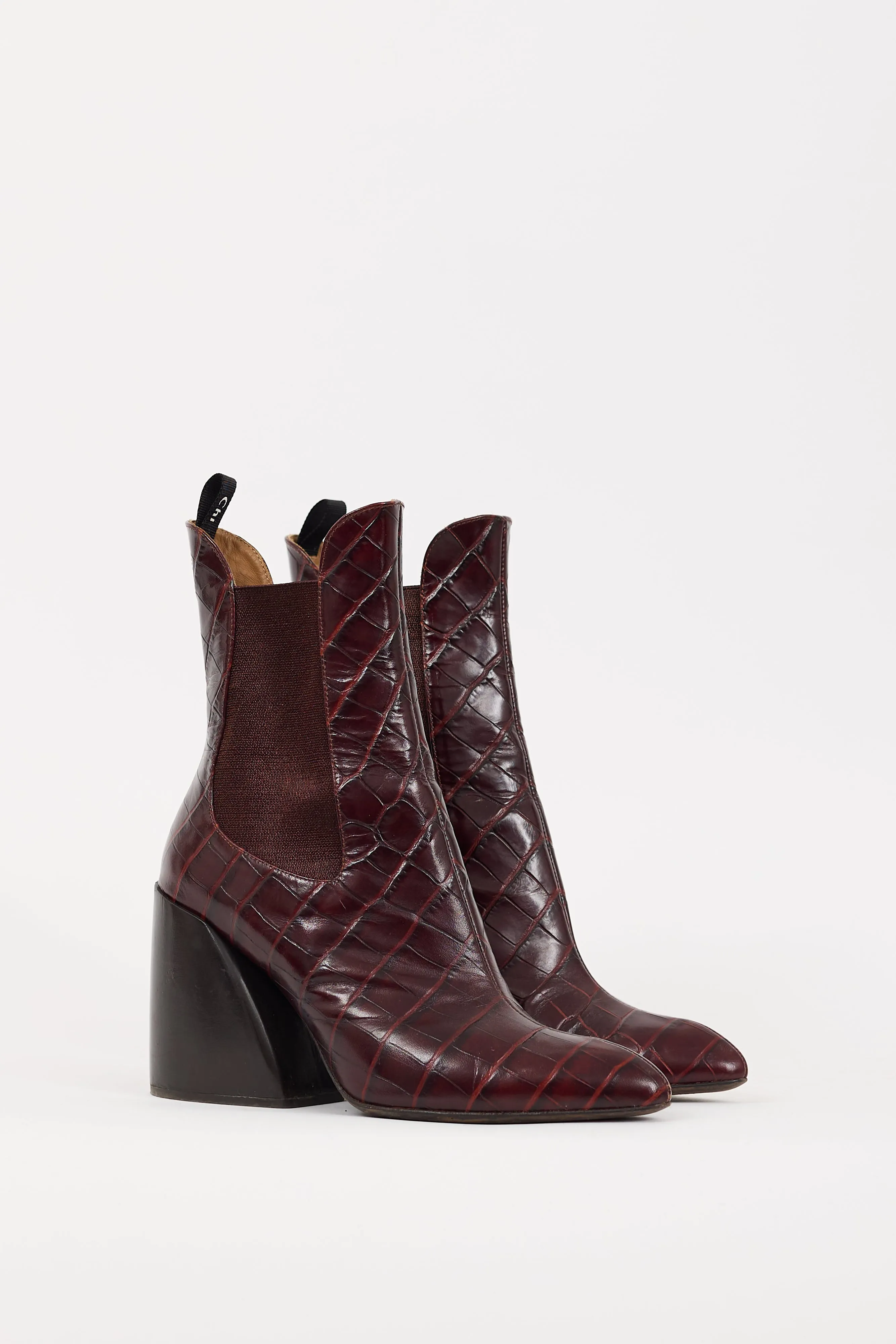 Burgundy Embossed Leather Chelsea Boot