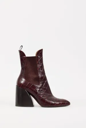 Burgundy Embossed Leather Chelsea Boot