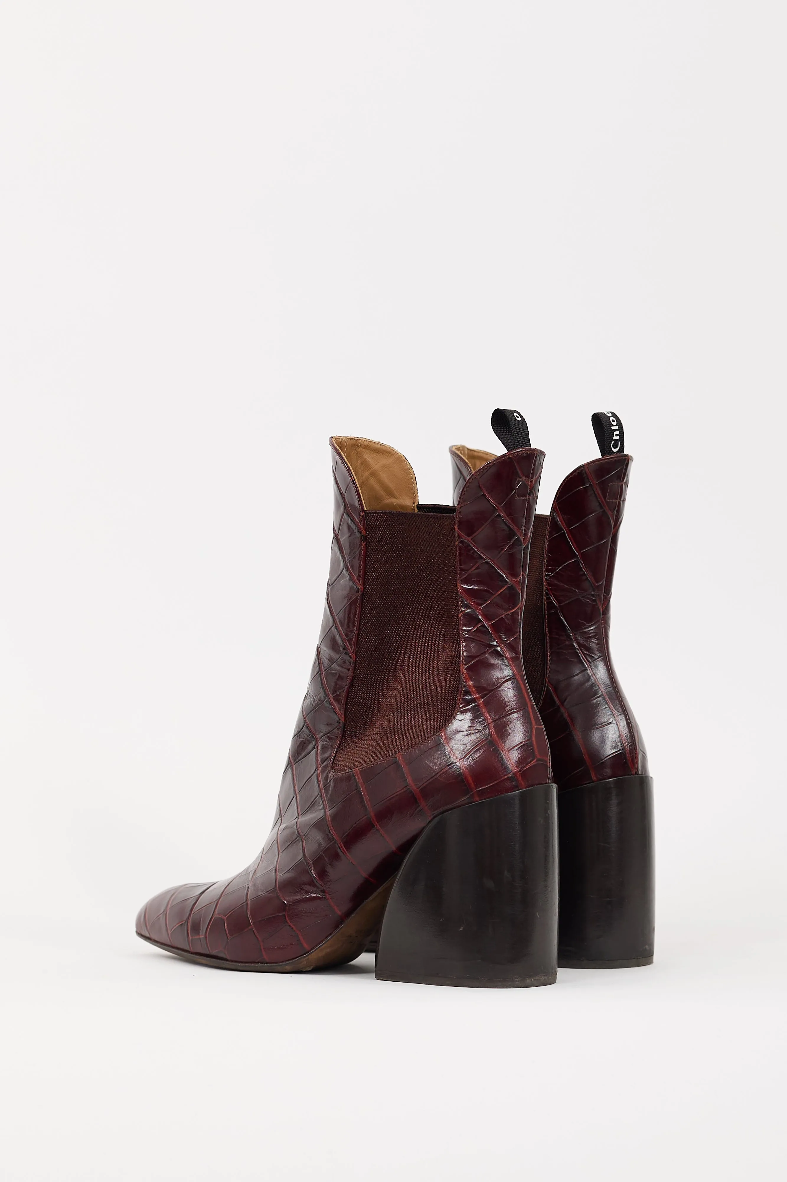 Burgundy Embossed Leather Chelsea Boot