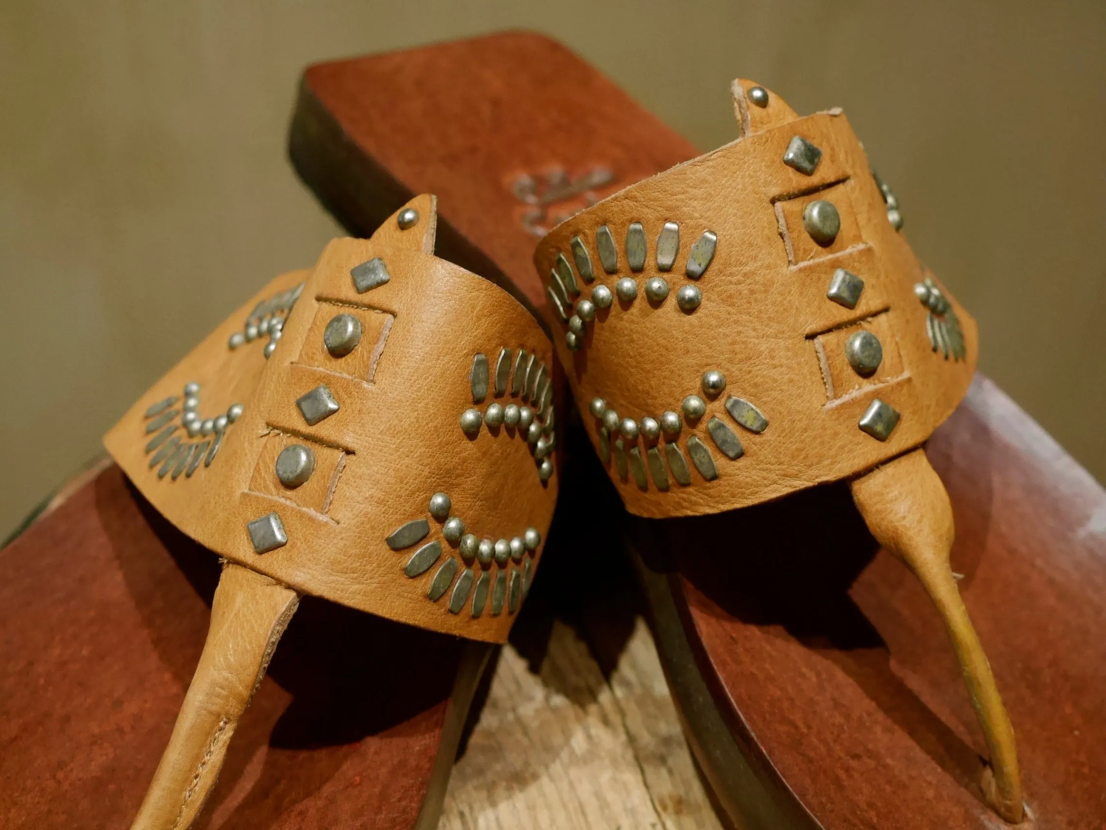 Calleen Cordero Maite Cognac Studded Leather Sandals