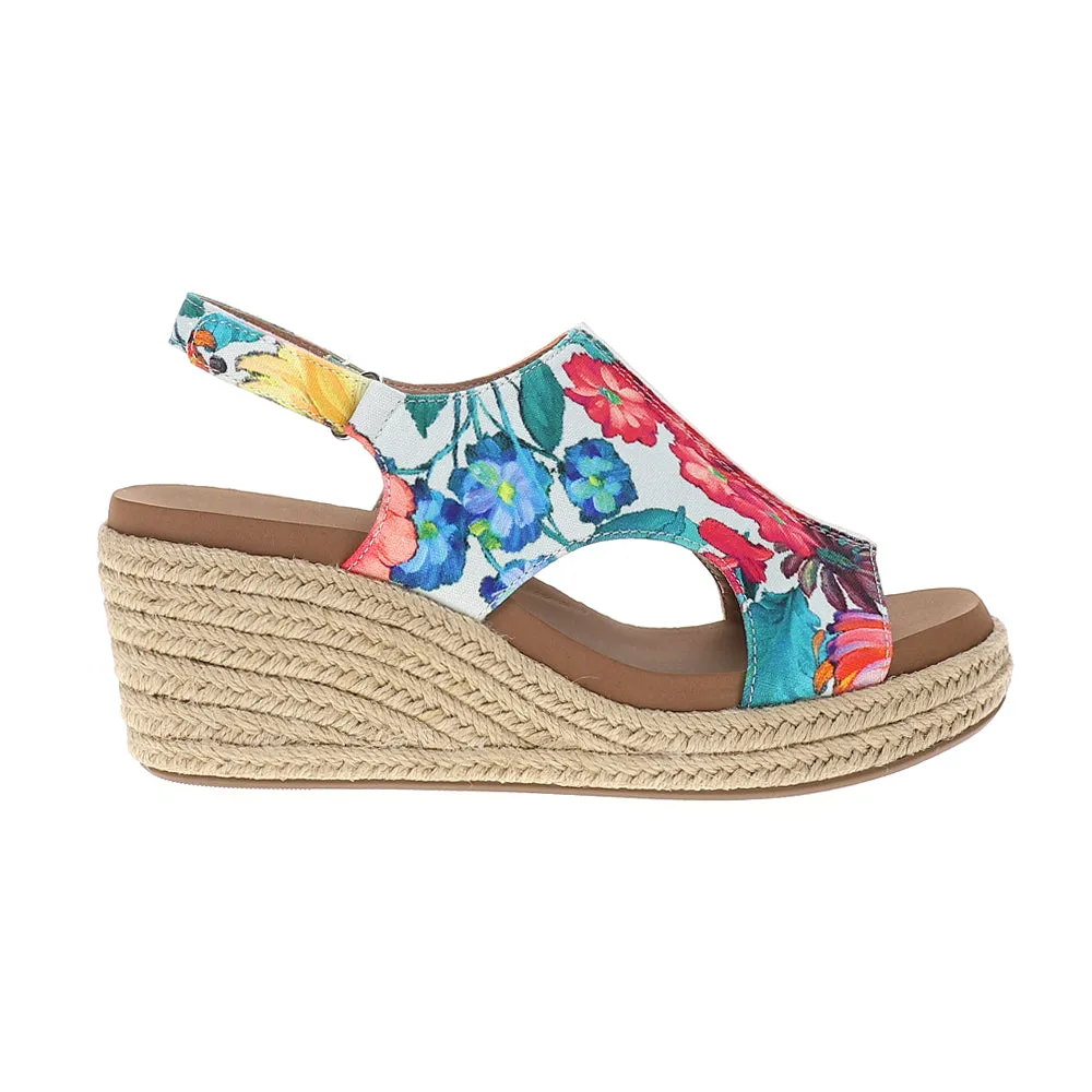 Carley Floral Espadrille Studded Slingback Wedge Sandals