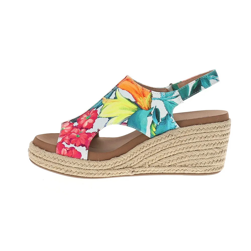 Carley Floral Espadrille Studded Slingback Wedge Sandals