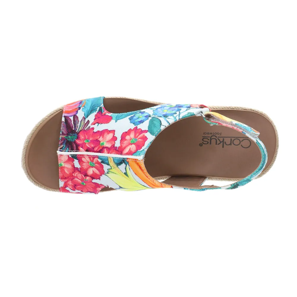 Carley Floral Espadrille Studded Slingback Wedge Sandals