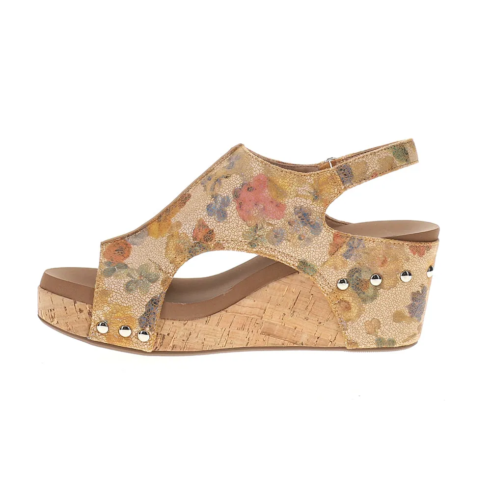 Carley Floral Studded Slingback Wedge Sandals