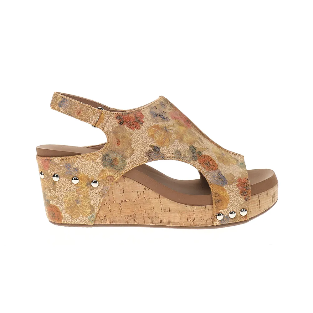 Carley Floral Studded Slingback Wedge Sandals