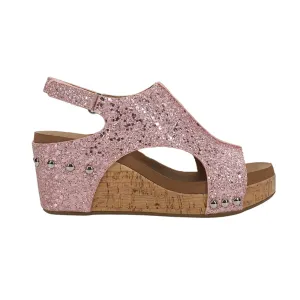 Carley Glitter Studded Slingback Wedge Sandals