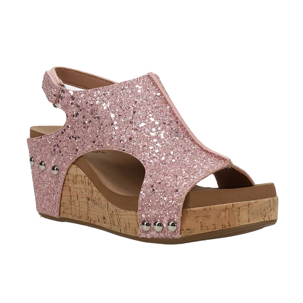 Carley Glitter Studded Slingback Wedge Sandals