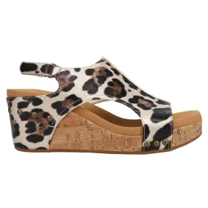 Carley Leopard Print Studded Slingback Wedge Sandals